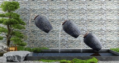 新中式庭院喷泉水景3D模型下载